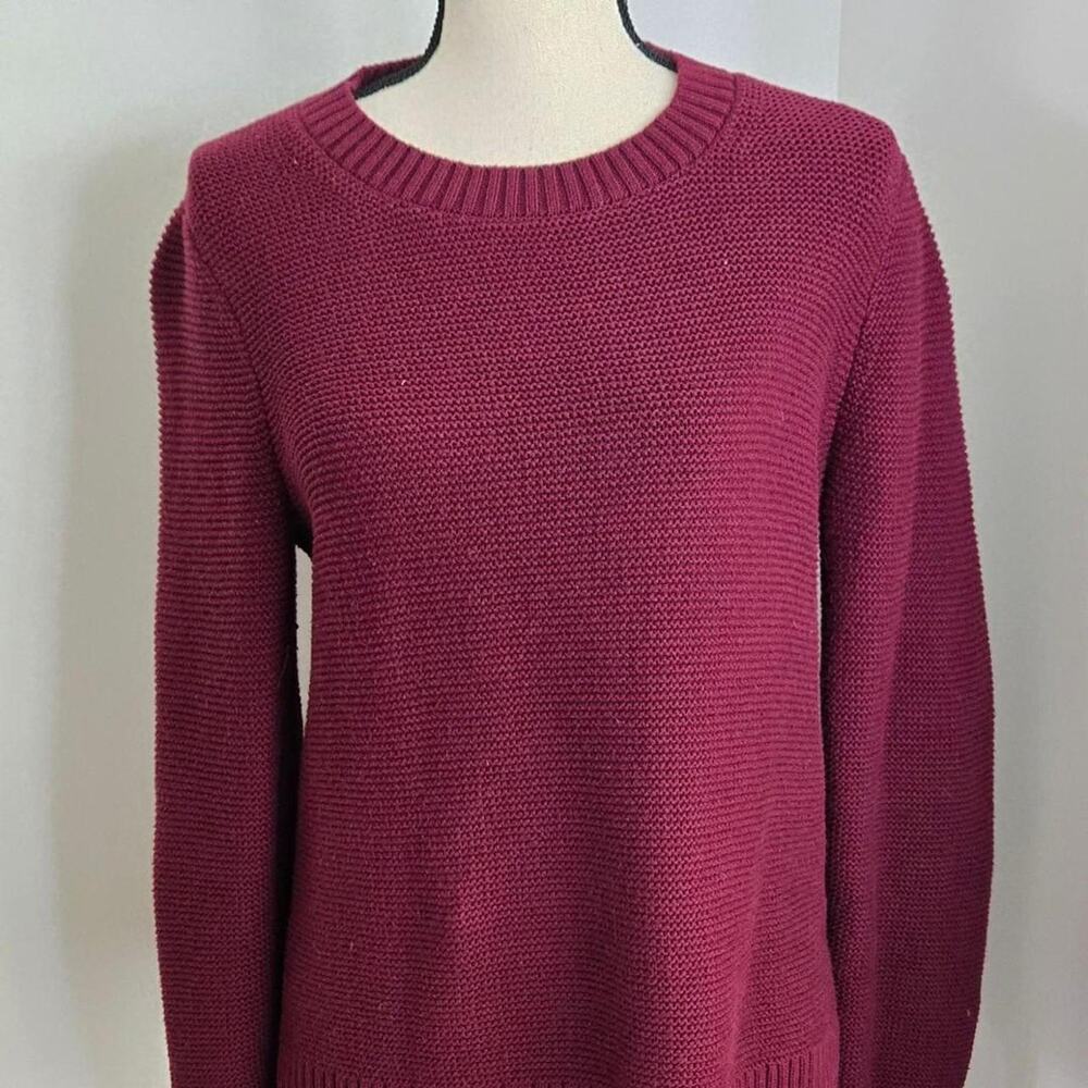 j. crew Burgundy cotton, polyamide & wool knit sweater in size M